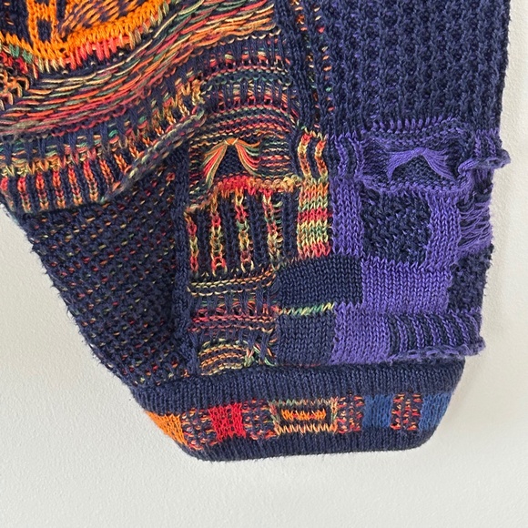 Tundra Canada Coogi Style Colorful Patchwork 3D Knit Cotton Sweater - Picture 6 of 16